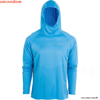 Haut Grundéns UPF 50 Solstrale Hoody Costal Blue - Ardent Pêche
